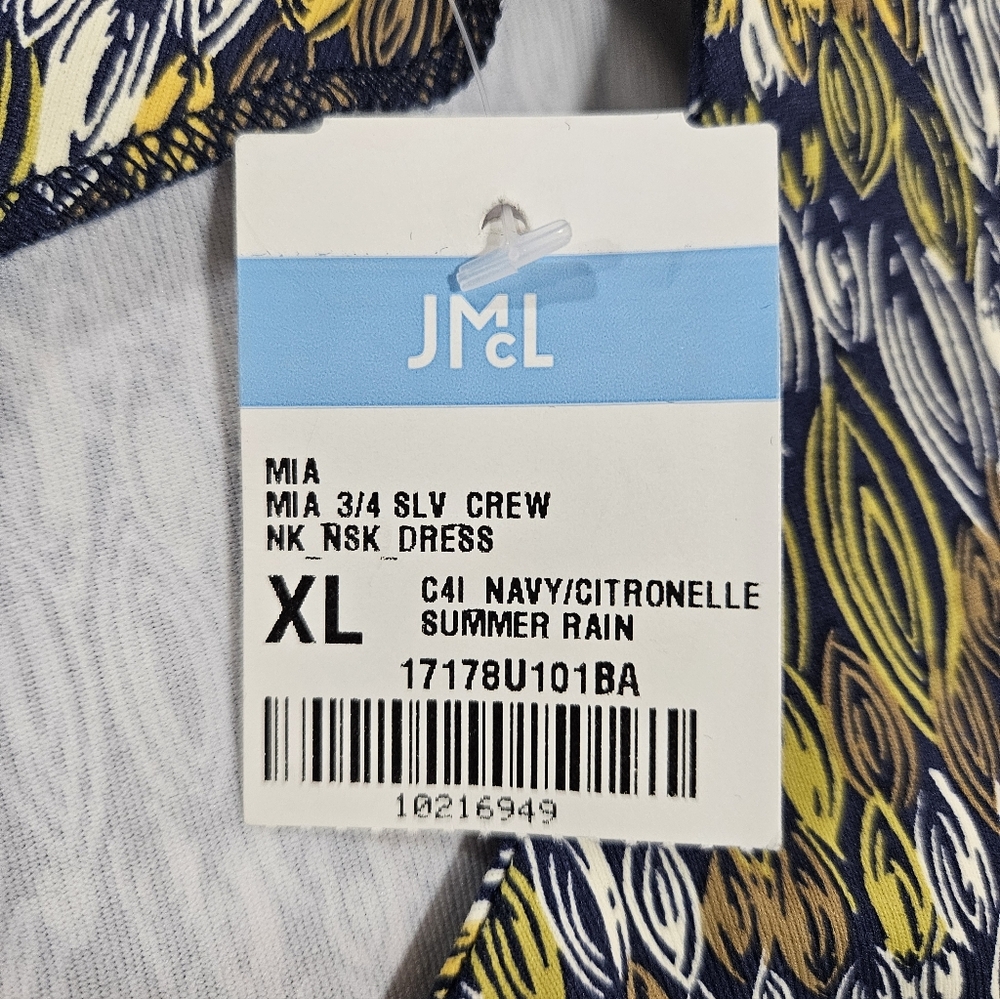 NWT J.Mclaughlin Summer Rain in Navy Citronellei Catalina Cloth Dress Size XL - Picture 5 of 7